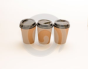 Recyclable take out coffee or tea cups with lids