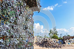 Recyclable waste, Large pile briquette waste from waste separation factories for recycling