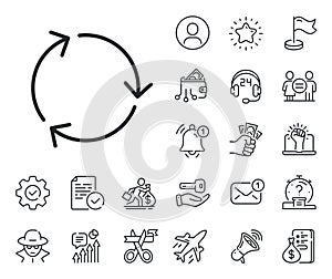 Recycle arrow line icon. Recycling waste. Salaryman, gender equality and alert bell. Vector