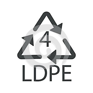Recycle arrows triangle, plastic recycling symbol, LDPE 4
