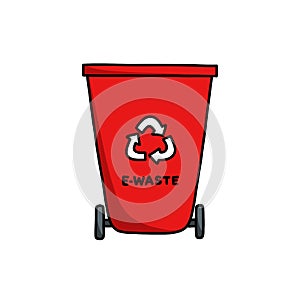 Recycle bin container ewaste doodle icon, vector color line illustration photo