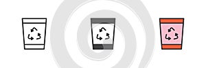 Recycle bin different style icon set