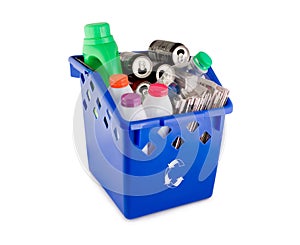 Recycle bin filled with recyclables