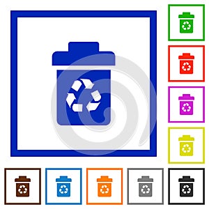 Recycle bin flat framed icons