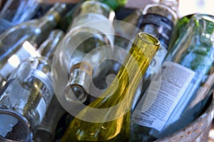 Recycle Bin Green Clear Glass Bottles