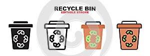 Recycle Bin icon set with different styles