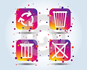 Recycle bin icons. Reuse or reduce symbol.