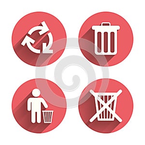Recycle bin icons. Reuse or reduce symbol