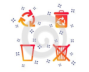 Recycle bin icons. Reuse or reduce symbol. Vector
