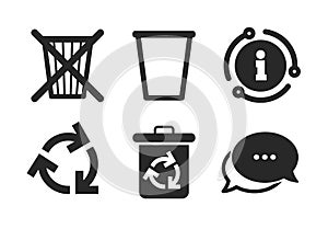 Recycle bin icons. Reuse or reduce symbol. Vector