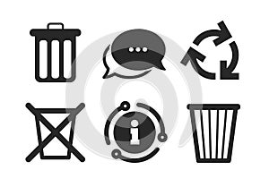 Recycle bin icons. Reuse or reduce symbol. Vector