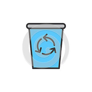 Recycle Bin line icon, filled outline vector sign, linear colorful pictogram isolated on white.