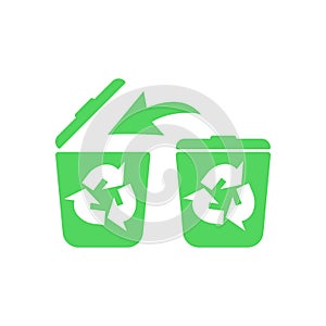 Recycle bin, litter bin, ecological recycle bin or trash can. Icon isolated white background. EPS 10 vector