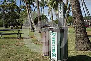 Recycle Bin in a park Maui Island