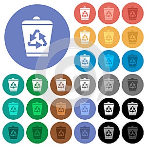 Recycle bin round flat multi colored icons