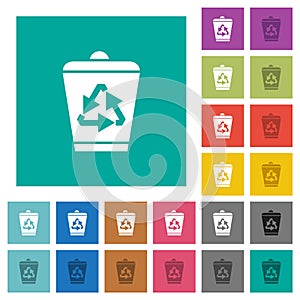 Recycle bin square flat multi colored icons