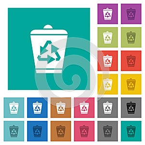 Recycle bin square flat multi colored icons photo