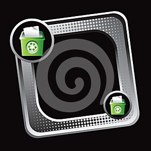 Recycle bin on tilted silver halftone web icon