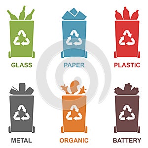 Recycle bins set vector illustration