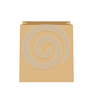 Recycle brown paper bag. Bag of kraft. Vector illustration