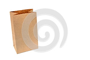 Recycle brown paper bag isolated white background, copy space