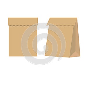 Recycle brown paper bag. Vector.