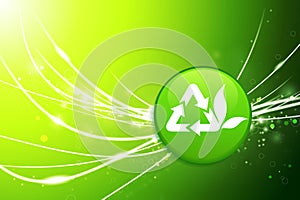 Recycle Button on Green Abstract Light Background