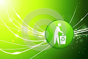 Recycle Button on Green Abstract Light Background