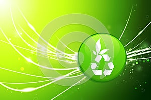 Recycle Button on Green Abstract Light Background