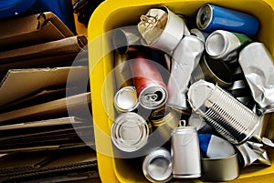 Recycle canned and box environment conservation Concept photo