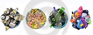 Recycle of cans,compost,glass and plastic