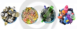 Recycle of cans,compost,glass and plastic