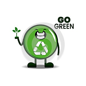 Recycle character symbol  mascot design illlustration