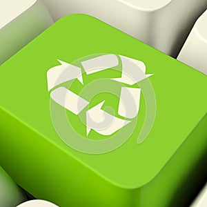 Recycle Computer Key In Green Showing Recycling And Eco Friendly