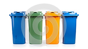 Recycle containers, bins isolated on white background