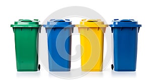 Recycle containers, bins isolated on white background