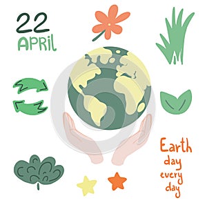 Recycle earth day flat design set