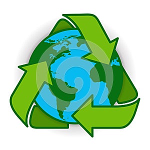 Recycle Earth Globe Symbol Green Logo Web Icon