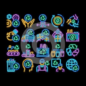 Recycle Factory Ecology Industry neon glow icon illustration