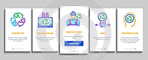 Recycle Factory Ecology Industry Onboarding Elements Icons Set Vector