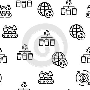 Recycle Factory Ecology Industry Seamless Pattern Vector