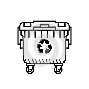 Recycle garbage bin. Trash can black and white