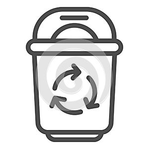 Recycle garbage line icon. Bin with recycle symbol vector illustration isolated on white. Trash outline style design