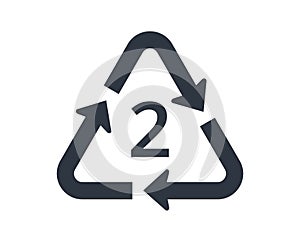 Recycle HDPE icon, number 2. Concept of ecology and packaging.