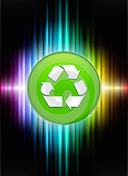 Recycle Icon Button on Abstract Spectrum Background