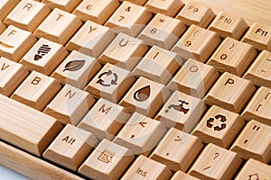 Recycle icon on computer keyboard for green and eco concept