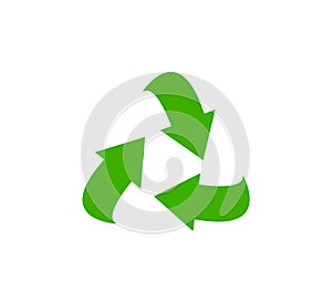 Recycle icon, garbage sorting symbol, waste recycling sign, green arrows, environmental vector isolated illustration