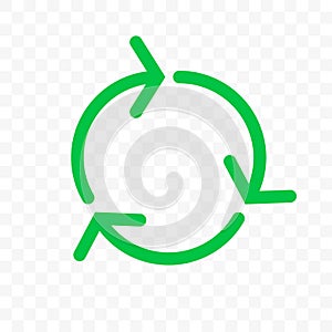 Recycle icon, green arrow circle. Vector bio garbage reuse, eco recycle sign