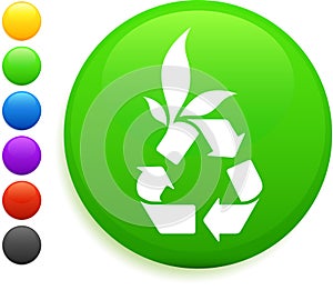 Recycle icon on round internet button