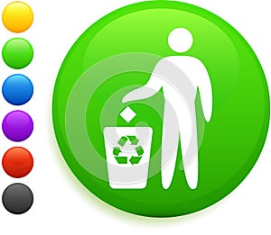 Recycle icon on round internet button